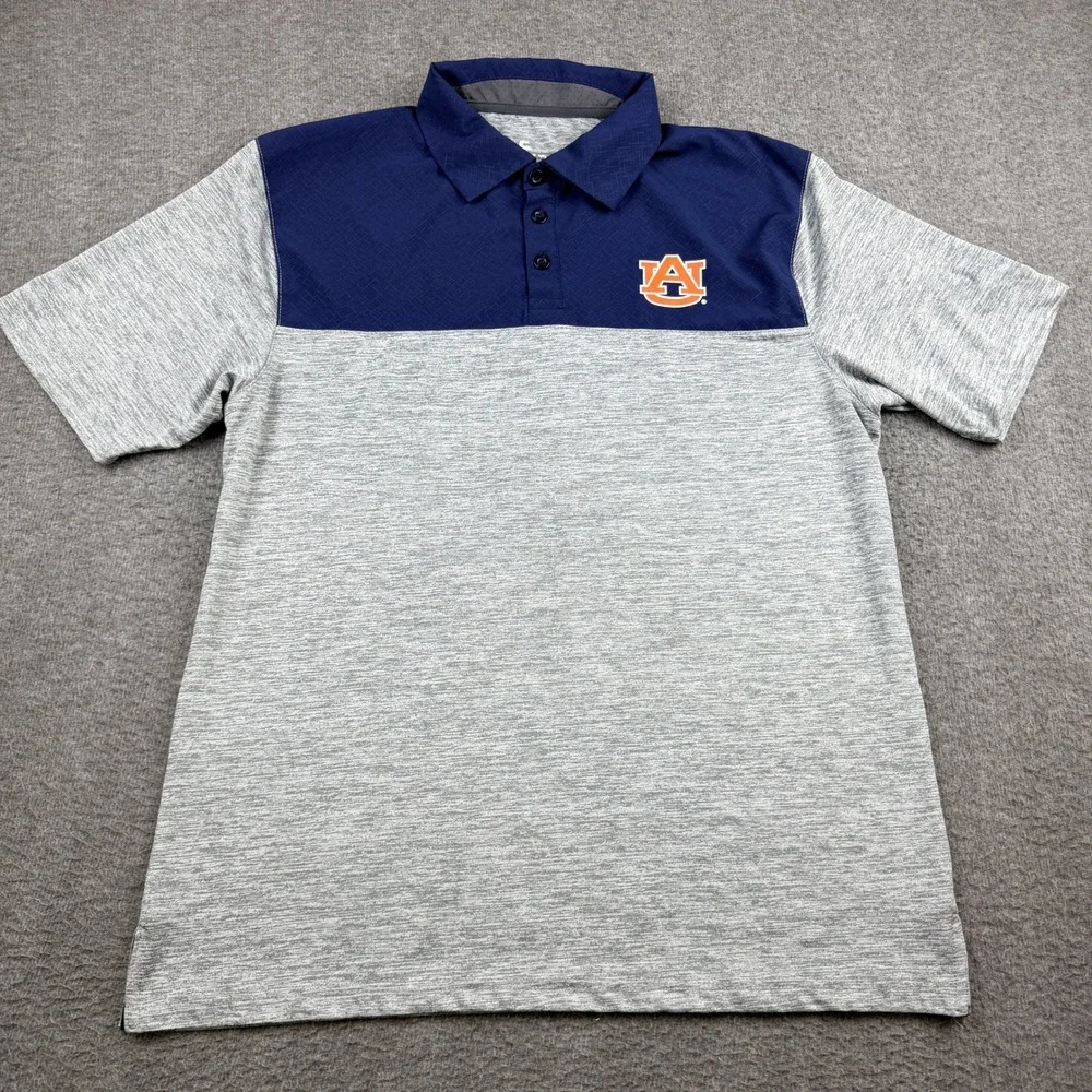 Colosseum Auburn Tigers Men's Polo Shirt Navy Blue‎ Grey Colorblock Size XL